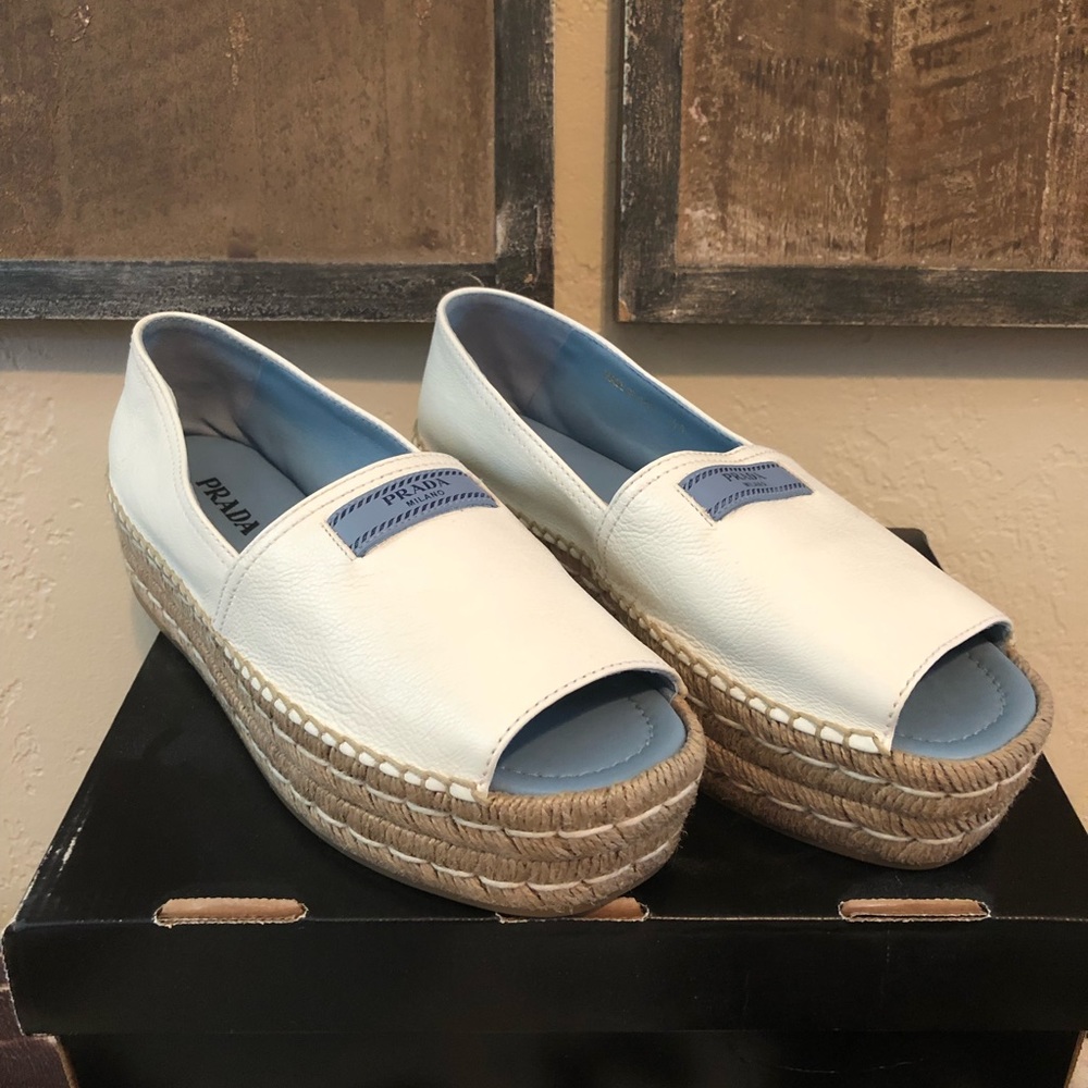 Prada Peep Toe Espadrille Shoes